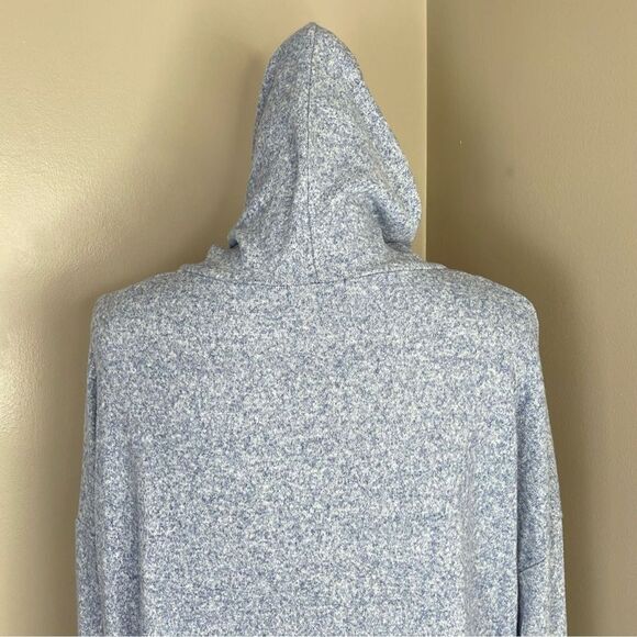 Women Sweatshirt Large Hoodie Blue Long Sleeve Hi-Low Poof New York - Picture 8 of 13